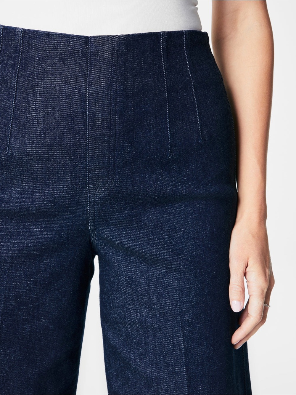Spanx raw indigo wide leg jeans